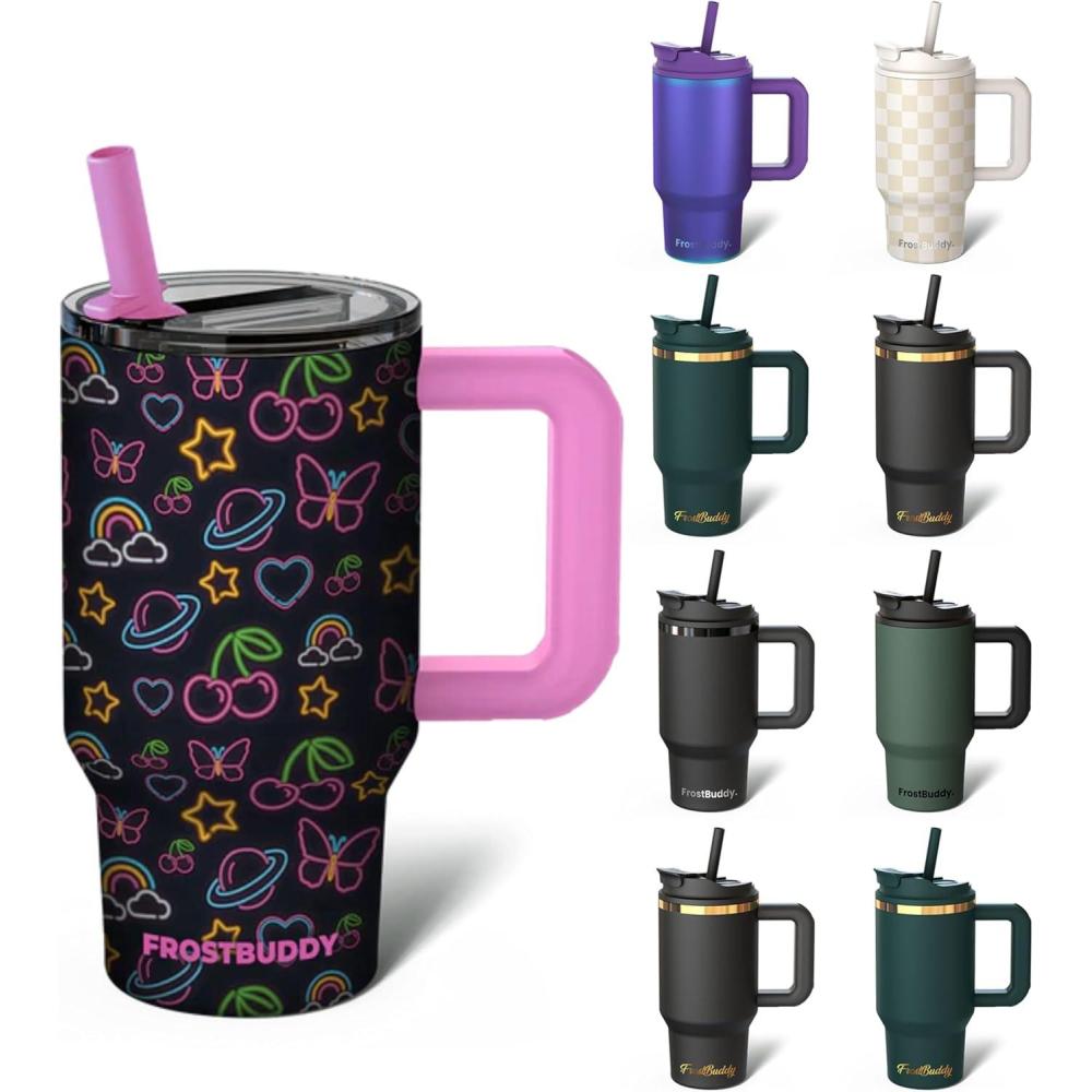 imageThicc Buddy  40 oz Stainless Steel Vacuum Insulated Tumbler with Lid and Straw for Water  Travel Mug Cupholder Friendly  Gifts for Women Men Him Her Teal GlitzStarlight