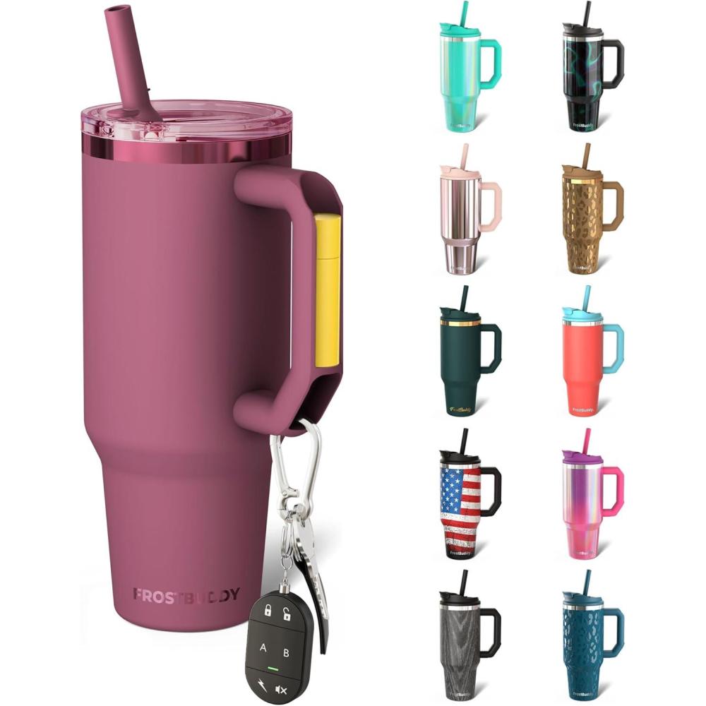 imageThicc Buddy  40 oz Stainless Steel Vacuum Insulated Tumbler with Lid and Straw for Water  Travel Mug Cupholder Friendly  Gifts for Women Men Him Her Teal GlitzWinter Berry