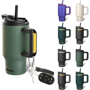 imageThicc Buddy  40 oz Stainless Steel Vacuum Insulated Tumbler with Lid and Straw for Water  Travel Mug Cupholder Friendly  Gifts for Women Men Him Her Teal GlitzOlive