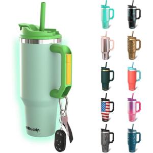 imageThicc Buddy  40 oz Stainless Steel Vacuum Insulated Tumbler with Lid and Straw for Water  Travel Mug Cupholder Friendly  Gifts for Women Men Him Her Teal GlitzGlow In Dark