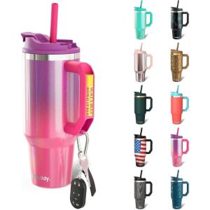 imageThicc Buddy  40 oz Stainless Steel Vacuum Insulated Tumbler with Lid and Straw for Water  Travel Mug Cupholder Friendly  Gifts for Women Men Him Her Teal GlitzViolet Haze