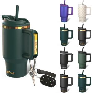 imageThicc Buddy  40 oz Stainless Steel Vacuum Insulated Tumbler with Lid and Straw for Water  Travel Mug Cupholder Friendly  Gifts for Women Men Him Her Teal GlitzEmerald Elegance