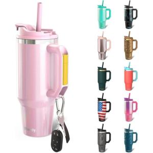 imageThicc Buddy  40 oz Stainless Steel Vacuum Insulated Tumbler with Lid and Straw for Water  Travel Mug Cupholder Friendly  Gifts for Women Men Him Her Teal GlitzPink Glitter