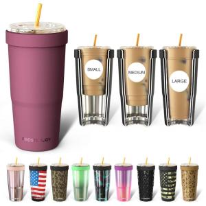 imageFrost Buddy Togo Buddy 30 oz Stainless Steel Vacuum Insulated Tumbler To Go Coffee Cup  Iced Coffee Cups Iced Coffee Sleeve Travel Mug Thermal Cup for Hot ampamp Cold Drinks Dunkin Cup Winter BerryWinter Berry