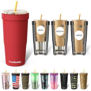 imageFrost Buddy Togo Buddy 30 oz Stainless Steel Vacuum Insulated Tumbler To Go Coffee Cup  Iced Coffee Cups Iced Coffee Sleeve Travel Mug Thermal Cup for Hot ampamp Cold Drinks Dunkin Cup Winter BerryCrimson