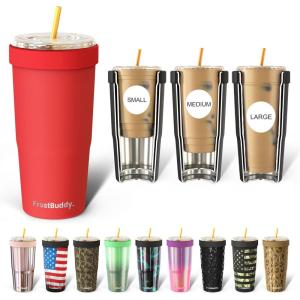 imageFrost Buddy Togo Buddy 30 oz Stainless Steel Vacuum Insulated Tumbler To Go Coffee Cup  Iced Coffee Cups Iced Coffee Sleeve Travel Mug Thermal Cup for Hot ampamp Cold Drinks Dunkin Cup Winter BerryRed