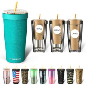 imageFrost Buddy Togo Buddy 30 oz Stainless Steel Vacuum Insulated Tumbler To Go Coffee Cup  Iced Coffee Cups Iced Coffee Sleeve Travel Mug Thermal Cup for Hot ampamp Cold Drinks Dunkin Cup Winter BerryTeal Glitz