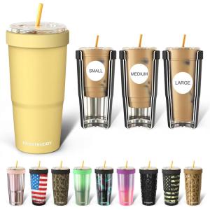 imageFrost Buddy Togo Buddy 30 oz Stainless Steel Vacuum Insulated Tumbler To Go Coffee Cup  Iced Coffee Cups Iced Coffee Sleeve Travel Mug Thermal Cup for Hot ampamp Cold Drinks Dunkin Cup Winter BerryButter Yellow