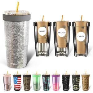 imageFrost Buddy Togo Buddy 30 oz Stainless Steel Vacuum Insulated Tumbler To Go Coffee Cup  Iced Coffee Cups Iced Coffee Sleeve Travel Mug Thermal Cup for Hot ampamp Cold Drinks Dunkin Cup Winter BerrySilver Sleigh