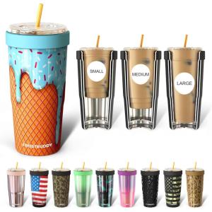 imageFrost Buddy Togo Buddy 30 oz Stainless Steel Vacuum Insulated Tumbler To Go Coffee Cup  Iced Coffee Cups Iced Coffee Sleeve Travel Mug Thermal Cup for Hot ampamp Cold Drinks Dunkin Cup Winter BerryBlue Ice Cream