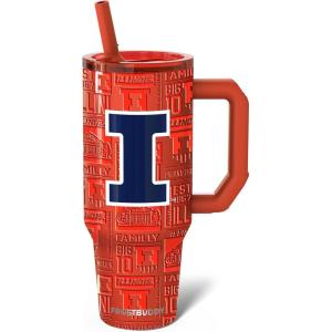 imageThicc Buddy  40 oz Stainless Steel Vacuum Insulated Tumbler with Lid and Straw for Water  Travel Mug Cupholder Friendly  Gifts for Women Men Him HerIllinois Fighting Illini  3D