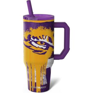 imageThicc Buddy  40 oz Stainless Steel Vacuum Insulated Tumbler with Lid and Straw for Water  Travel Mug Cupholder Friendly  Gifts for Women Men Him HerLSU Tigers  Drip