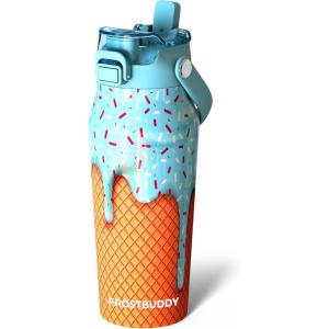 imageFrost Buddy 32oz Insulated Water Bottle with Straw amp Chug Lid  LeakProof Stainless Steel  24Hours Cold  SweatProof Cup Holder Friendly  Ideal for Gym Travel Sports amp Everyday HydrationBlue Ice Cream
