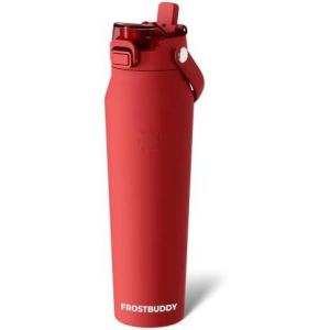 imageFrost Buddy 32oz Insulated Water Bottle with Straw amp Chug Lid  LeakProof Stainless Steel  24Hours Cold  SweatProof Cup Holder Friendly  Ideal for Gym Travel Sports amp Everyday HydrationCrimson