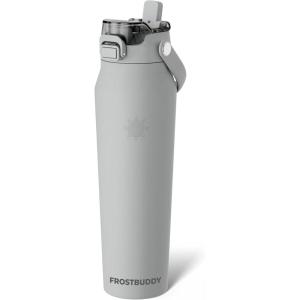 imageFrost Buddy 32oz Insulated Water Bottle with Straw amp Chug Lid  LeakProof Stainless Steel  24Hours Cold  SweatProof Cup Holder Friendly  Ideal for Gym Travel Sports amp Everyday HydrationPebble