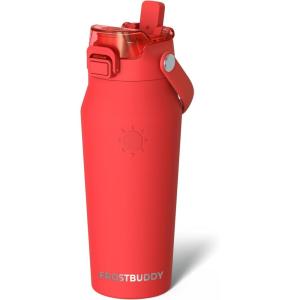 imageFrost Buddy 32oz Insulated Water Bottle with Straw amp Chug Lid  LeakProof Stainless Steel  24Hours Cold  SweatProof Cup Holder Friendly  Ideal for Gym Travel Sports amp Everyday HydrationRed