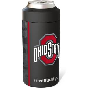 imageFrost Buddy NCAA Universal Buddy  Fits all  Stainless Steel Can Cooler for 12 oz amp 16 oz Regular or Slim Cans amp Bottles  Stainless Steel Florida Gators OrangeOhio State BuckeyesCamo