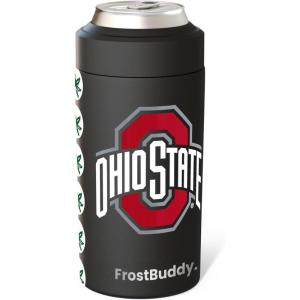 imageFrost Buddy NCAA Universal Buddy  Fits all  Stainless Steel Can Cooler for 12 oz amp 16 oz Regular or Slim Cans amp Bottles  Stainless Steel Florida Gators OrangeOhio State Buckeye  Black
