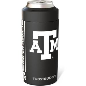 imageFrost Buddy NCAA Universal Buddy  Fits all  Stainless Steel Can Cooler for 12 oz amp 16 oz Regular or Slim Cans amp Bottles  Stainless Steel Florida Gators OrangeTexas AM Aggies
