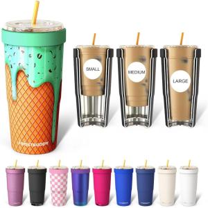 imageFrost Buddy Togo Buddy 30 oz Stainless Steel Vacuum Insulated Tumbler To Go Coffee Cup  Iced Coffee Cups Iced Coffee Sleeve Travel Mug Thermal Cup for Hot amp Cold Drinks Dunkin Cup Dark GlitzMint Chocolate