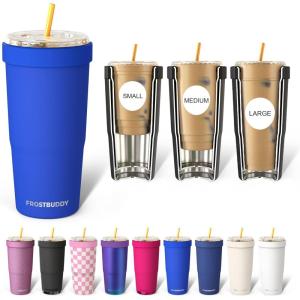 imageFrost Buddy Togo Buddy 30 oz Stainless Steel Vacuum Insulated Tumbler To Go Coffee Cup  Iced Coffee Cups Iced Coffee Sleeve Travel Mug Thermal Cup for Hot amp Cold Drinks Dunkin Cup Dark GlitzRoyal Blue
