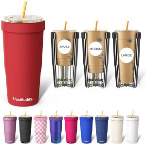 imageFrost Buddy Togo Buddy 30 oz Stainless Steel Vacuum Insulated Tumbler To Go Coffee Cup  Iced Coffee Cups Iced Coffee Sleeve Travel Mug Thermal Cup for Hot amp Cold Drinks Dunkin Cup Dark GlitzCrimson