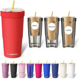 imageFrost Buddy Togo Buddy 30 oz Stainless Steel Vacuum Insulated Tumbler To Go Coffee Cup  Iced Coffee Cups Iced Coffee Sleeve Travel Mug Thermal Cup for Hot amp Cold Drinks Dunkin Cup Dark GlitzRed
