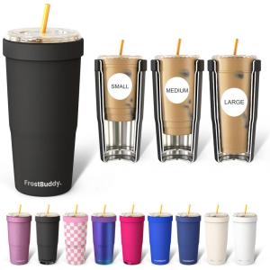 imageFrost Buddy Togo Buddy 30 oz Stainless Steel Vacuum Insulated Tumbler To Go Coffee Cup  Iced Coffee Cups Iced Coffee Sleeve Travel Mug Thermal Cup for Hot amp Cold Drinks Dunkin Cup Dark GlitzBlack