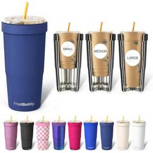 imageFrost Buddy Togo Buddy 30 oz Stainless Steel Vacuum Insulated Tumbler To Go Coffee Cup  Iced Coffee Cups Iced Coffee Sleeve Travel Mug Thermal Cup for Hot amp Cold Drinks Dunkin Cup Dark GlitzNavy
