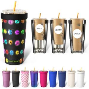 imageFrost Buddy Togo Buddy 30 oz Stainless Steel Vacuum Insulated Tumbler To Go Coffee Cup  Iced Coffee Cups Iced Coffee Sleeve Travel Mug Thermal Cup for Hot amp Cold Drinks Dunkin Cup Dark GlitzGlow Skulls