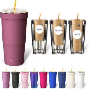 imageFrost Buddy Togo Buddy 30 oz Stainless Steel Vacuum Insulated Tumbler To Go Coffee Cup  Iced Coffee Cups Iced Coffee Sleeve Travel Mug Thermal Cup for Hot amp Cold Drinks Dunkin Cup Dark GlitzWinter Berry