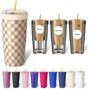 imageFrost Buddy Togo Buddy 30 oz Stainless Steel Vacuum Insulated Tumbler To Go Coffee Cup  Iced Coffee Cups Iced Coffee Sleeve Travel Mug Thermal Cup for Hot amp Cold Drinks Dunkin Cup Dark GlitzGingerbread