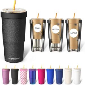 imageFrost Buddy Togo Buddy 30 oz Stainless Steel Vacuum Insulated Tumbler To Go Coffee Cup  Iced Coffee Cups Iced Coffee Sleeve Travel Mug Thermal Cup for Hot amp Cold Drinks Dunkin Cup Dark GlitzDark Glitz