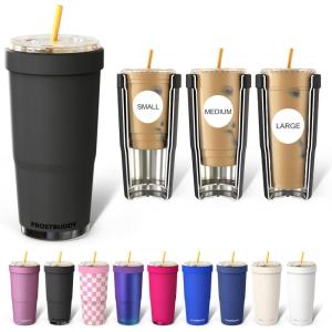 imageFrost Buddy Togo Buddy 30 oz Stainless Steel Vacuum Insulated Tumbler To Go Coffee Cup  Iced Coffee Cups Iced Coffee Sleeve Travel Mug Thermal Cup for Hot amp Cold Drinks Dunkin Cup Dark GlitzDark Night