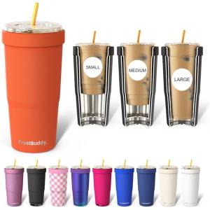 imageFrost Buddy Togo Buddy 30 oz Stainless Steel Vacuum Insulated Tumbler To Go Coffee Cup  Iced Coffee Cups Iced Coffee Sleeve Travel Mug Thermal Cup for Hot amp Cold Drinks Dunkin Cup Dark GlitzOrange