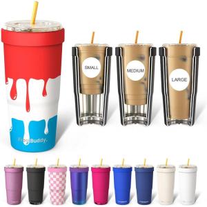 imageFrost Buddy Togo Buddy 30 oz Stainless Steel Vacuum Insulated Tumbler To Go Coffee Cup  Iced Coffee Cups Iced Coffee Sleeve Travel Mug Thermal Cup for Hot amp Cold Drinks Dunkin Cup Dark GlitzRocket Pop