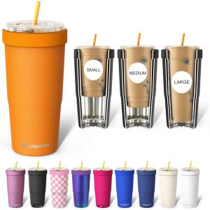 imageFrost Buddy Togo Buddy 30 oz Stainless Steel Vacuum Insulated Tumbler To Go Coffee Cup  Iced Coffee Cups Iced Coffee Sleeve Travel Mug Thermal Cup for Hot amp Cold Drinks Dunkin Cup Dark GlitzRocky Top