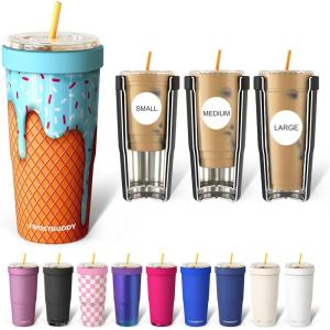 imageFrost Buddy Togo Buddy 30 oz Stainless Steel Vacuum Insulated Tumbler To Go Coffee Cup  Iced Coffee Cups Iced Coffee Sleeve Travel Mug Thermal Cup for Hot amp Cold Drinks Dunkin Cup Dark GlitzBlue Ice Cream