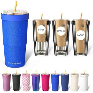 imageFrost Buddy Togo Buddy 30 oz Stainless Steel Vacuum Insulated Tumbler To Go Coffee Cup  Iced Coffee Cups Iced Coffee Sleeve Travel Mug Thermal Cup for Hot amp Cold Drinks Dunkin Cup Dark GlitzRoyal Glitz