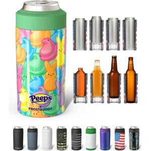 imageFrost Buddy Universal Can Cooler  Fits all  Stainless Steel Can Cooler for 12 oz amp 16 oz Regular or Slim Cans amp Bottles  Stainless Steel Merry MarbleousParty Peeps