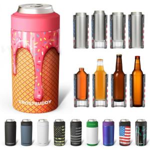 imageFrost Buddy Universal Can Cooler  Fits all  Stainless Steel Can Cooler for 12 oz amp 16 oz Regular or Slim Cans amp Bottles  Stainless Steel Merry MarbleousIce Cream