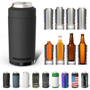imageFrost Buddy Universal Can Cooler  Fits all  Stainless Steel Can Cooler for 12 oz amp 16 oz Regular or Slim Cans amp Bottles  Stainless Steel Merry MarbleousDark Night