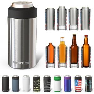 imageFrost Buddy Universal Can Cooler  Fits all  Stainless Steel Can Cooler for 12 oz amp 16 oz Regular or Slim Cans amp Bottles  Stainless Steel Merry MarbleousStainless