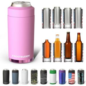 imageFrost Buddy Universal Can Cooler  Fits all  Stainless Steel Can Cooler for 12 oz amp 16 oz Regular or Slim Cans amp Bottles  Stainless Steel Merry MarbleousGumdrop