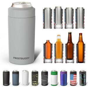 imageFrost Buddy Universal Can Cooler  Fits all  Stainless Steel Can Cooler for 12 oz amp 16 oz Regular or Slim Cans amp Bottles  Stainless Steel Merry MarbleousPebble