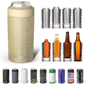 imageFrost Buddy Universal Can Cooler  Fits all  Stainless Steel Can Cooler for 12 oz amp 16 oz Regular or Slim Cans amp Bottles  Stainless Steel Merry MarbleousChampagne Glitz