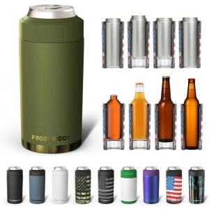imageFrost Buddy Universal Can Cooler  Fits all  Stainless Steel Can Cooler for 12 oz amp 16 oz Regular or Slim Cans amp Bottles  Stainless Steel Merry MarbleousTactical Green