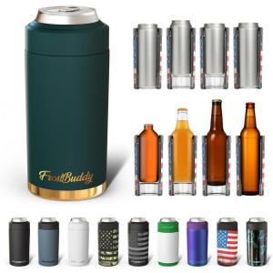 imageFrost Buddy Universal Can Cooler  Fits all  Stainless Steel Can Cooler for 12 oz amp 16 oz Regular or Slim Cans amp Bottles  Stainless Steel Merry MarbleousEmerald Elegance