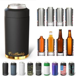 imageFrost Buddy Universal Can Cooler  Fits all  Stainless Steel Can Cooler for 12 oz amp 16 oz Regular or Slim Cans amp Bottles  Stainless Steel Merry MarbleousTexastea