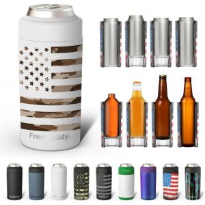 imageFrost Buddy Universal Can Cooler  Fits all  Stainless Steel Can Cooler for 12 oz amp 16 oz Regular or Slim Cans amp Bottles  Stainless Steel Merry MarbleousRogue